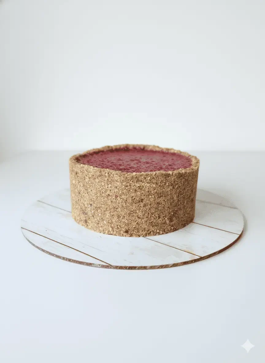Raspberry banana cakes against off white background